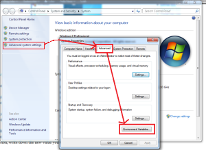 Image of Windows desktop, Advanced System Settings